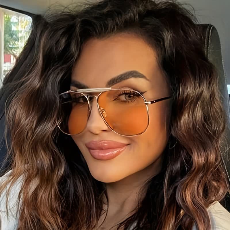 Double Bridges Oversized Frame Hipster Aviator Sunglasses