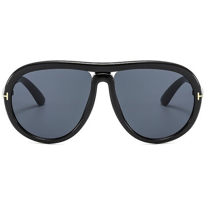 Double Bridges 'T' Design Oversized Frame Hipster Aviator Sunglasses