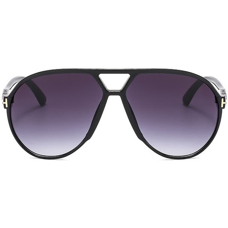 Double Bridges 'T' Design Oversized Frame Hipster Aviator Sunglasses