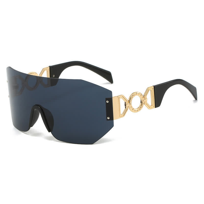 One-piece Rimless Oversized Tined Sunglasses