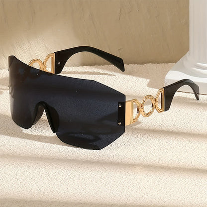 One-piece Rimless Oversized Tined Sunglasses