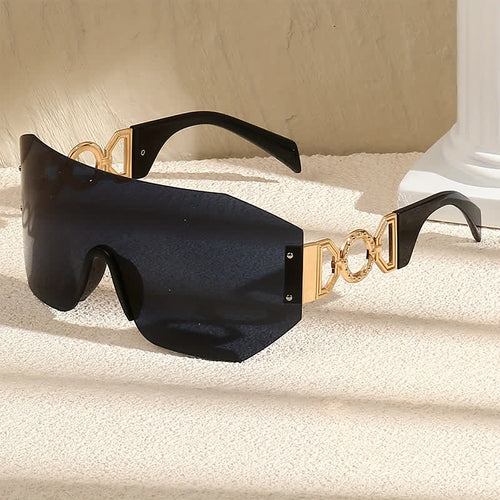One-piece Rimless Oversized Tined Sunglasses