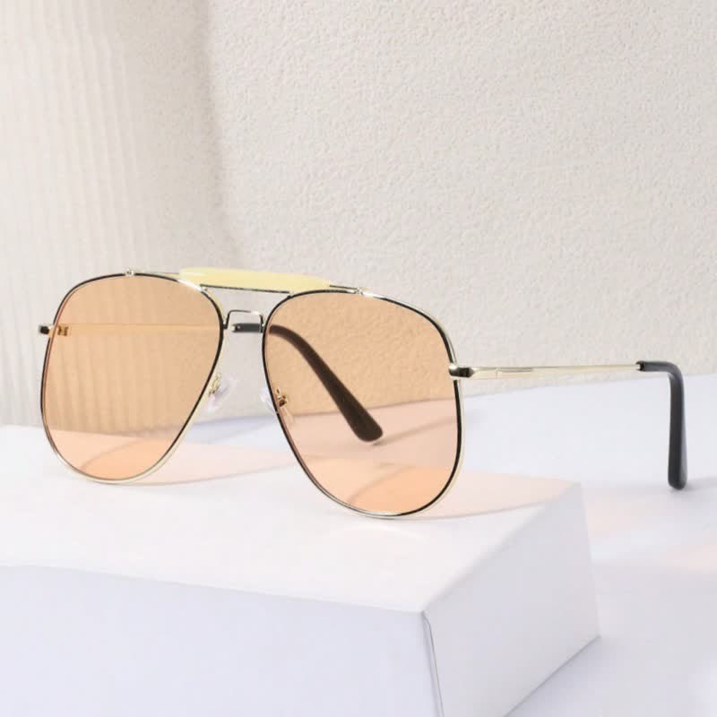 Double Bridges Oversized Frame Hipster Aviator Sunglasses