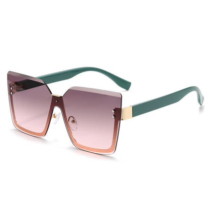 Unisex Square Rimless Oversized Sunglasses