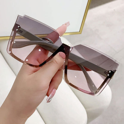 Unisex Square Rimless Oversized Sunglasses