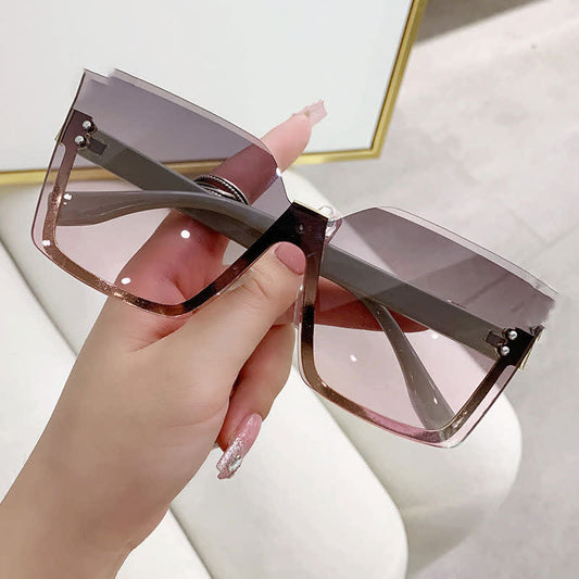 Unisex Square Rimless Oversized Sunglasses