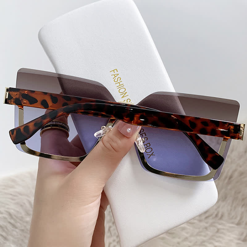 Unisex Square Rimless Oversized Sunglasses