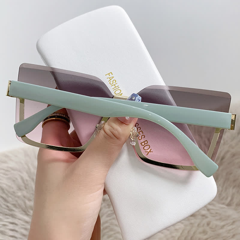 Unisex Square Rimless Oversized Sunglasses