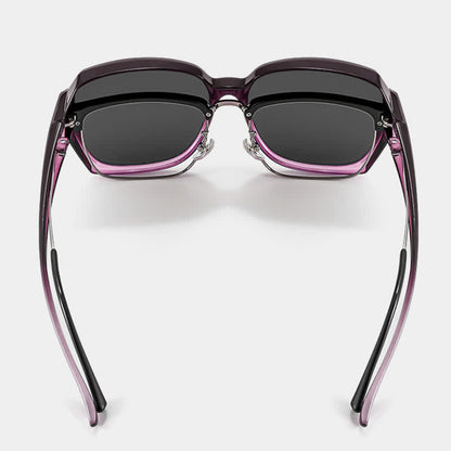 Square Frame Polarized Driving Sunglasses Fit Over Glasses for Nearsighted People