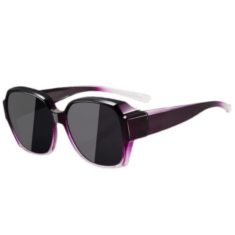 Square Frame Polarized Driving Sunglasses Fit Over Glasses for Nearsighted People