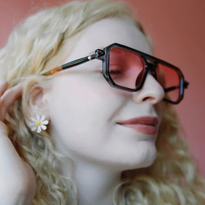 Double Bridges Square Frame Sunglasses