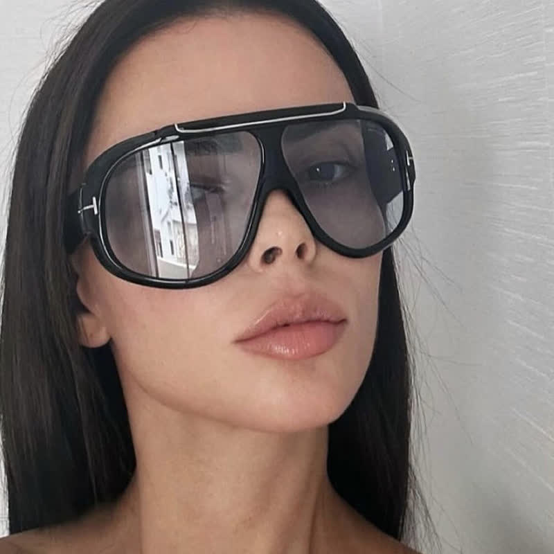 'T' Design Oversized Aviator Sunglasses