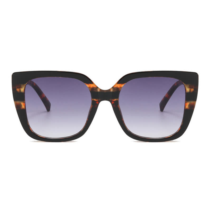 Leopard Pattern Square Frame Oversized Sunglasses