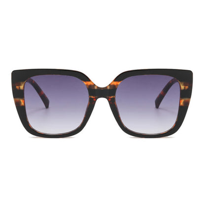 Leopard Pattern Square Frame Oversized Sunglasses