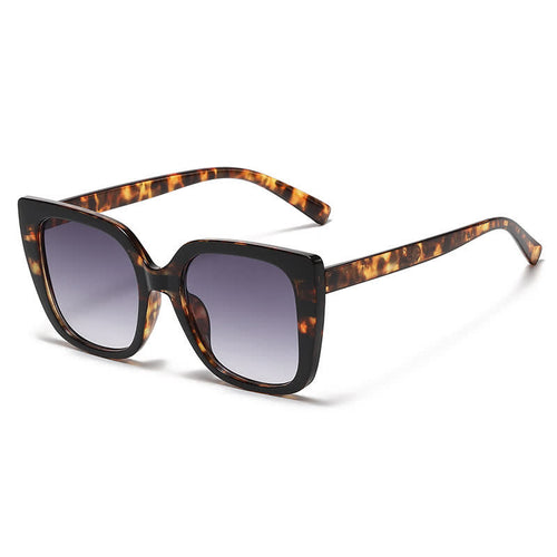Leopard Pattern Square Frame Oversized Sunglasses