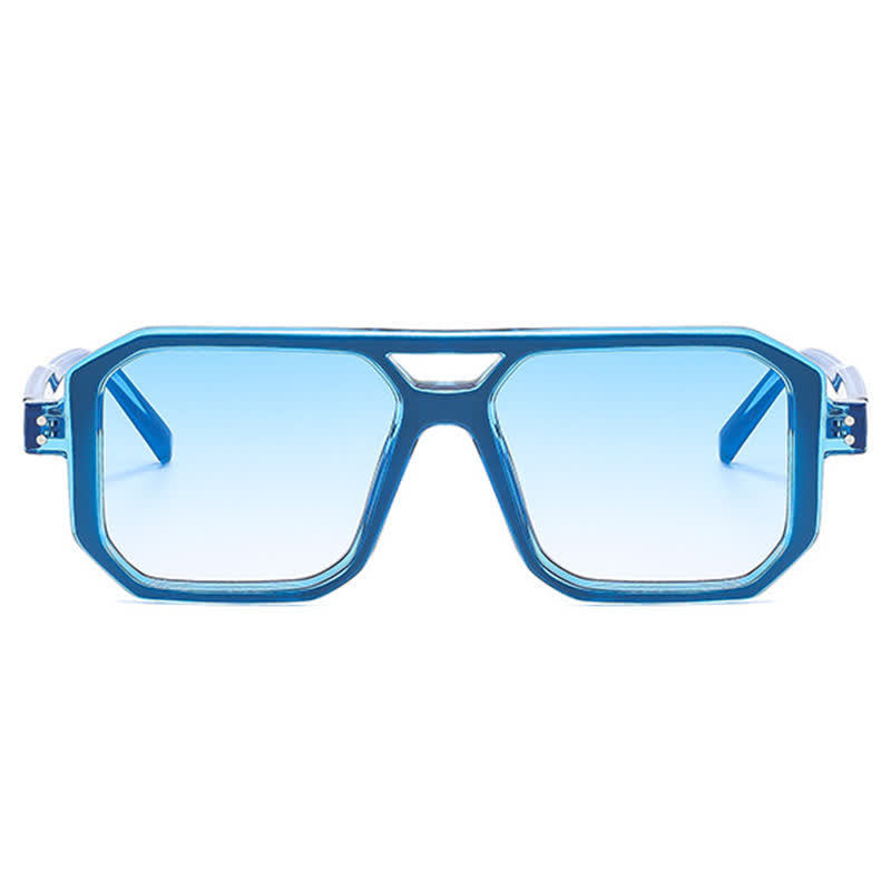 Trendy Square Frame Double Bridges Sunglasses