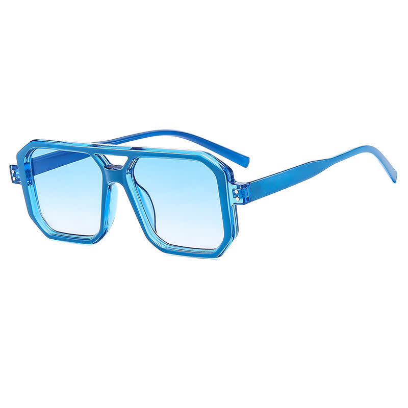 Trendy Square Frame Double Bridges Sunglasses