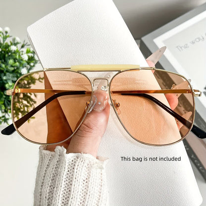 Double Bridges Oversized Frame Hipster Aviator Sunglasses