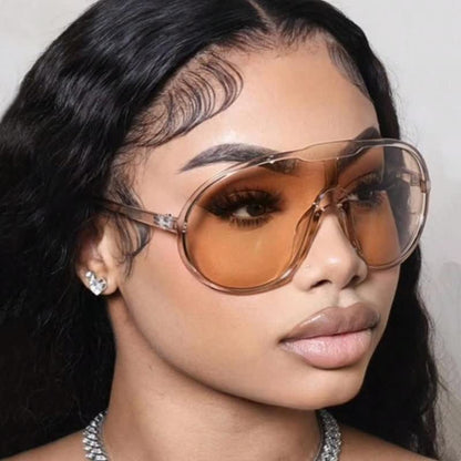 One Piece Oversized Aviator Sunglasses
