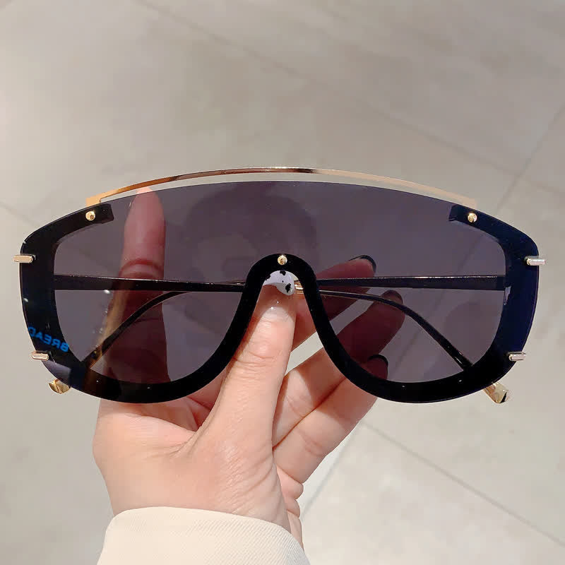 One-piece Oversized Aviator Sunglasses
