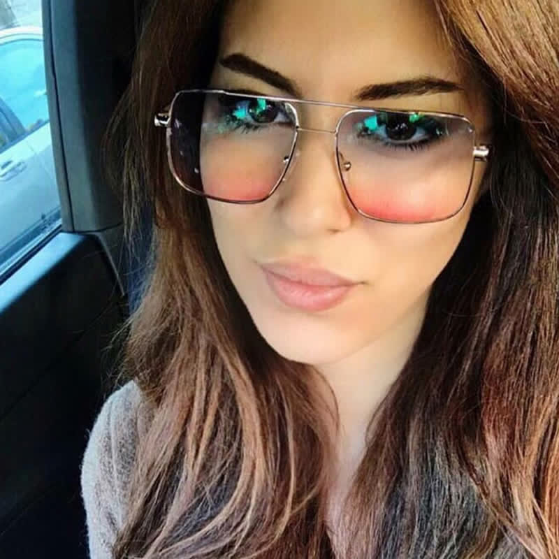 Retro Classic Square Frame Double Bridges Sunglasses