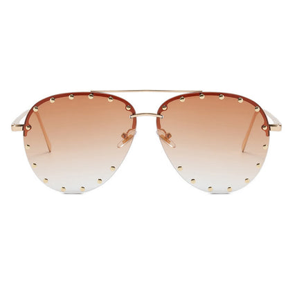 Rivets Decor Double Bridges Retro Aviator Sunglasses