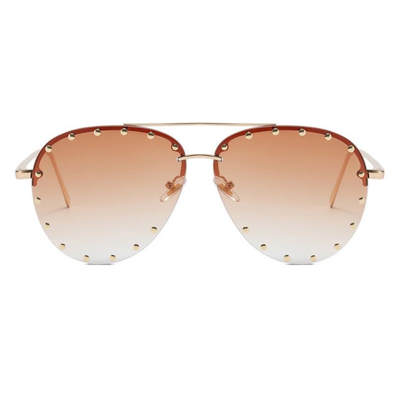 Rivets Decor Double Bridges Retro Aviator Sunglasses