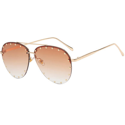 Rivets Decor Double Bridges Retro Aviator Sunglasses