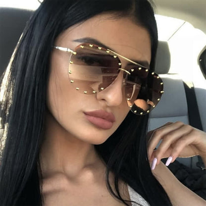 Rivets Decor Double Bridges Retro Aviator Sunglasses
