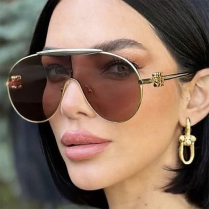 Oversized One-piece Aviator Sunglasses