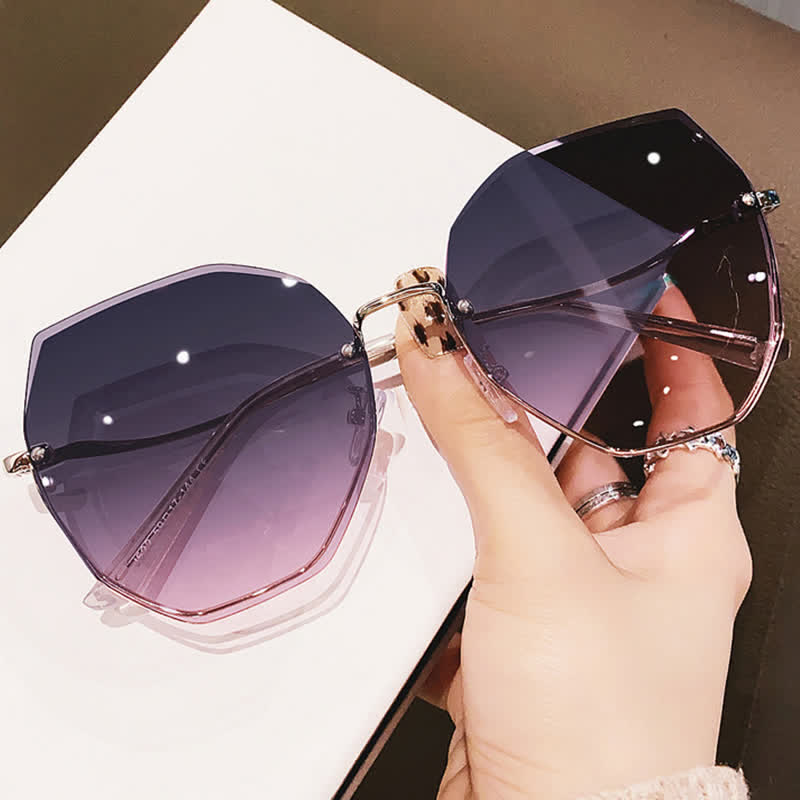 Geometric Rimless Tinted Sunglasses