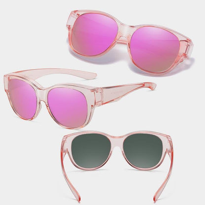 Polarized Round Frame Driving Sunglasses Fit Over Glasses for Women Men