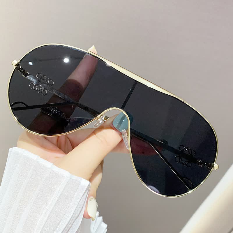 Oversized One-piece Aviator Sunglasses