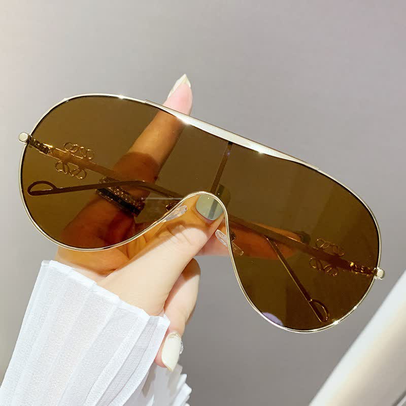 Oversized One-piece Aviator Sunglasses