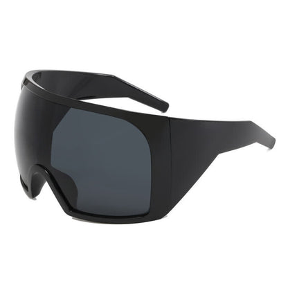 One-piece Lens Oversized Wrap Around Futuristic Sunglasses For Outdoor Sports