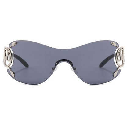 Snake Design Temples One-piece Rimless Y2K Sunglasses