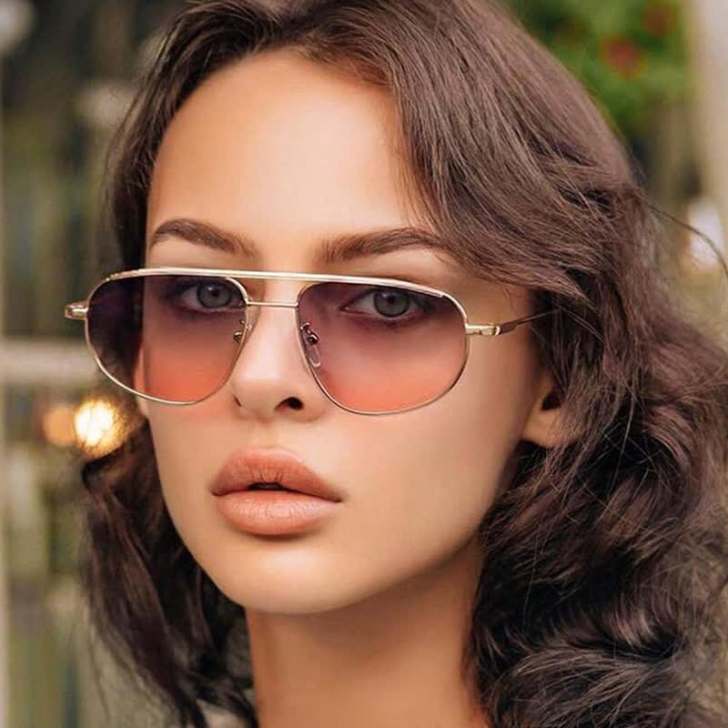 Double Bridges Hipster Aviator Sunglasses