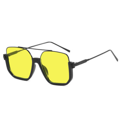 Unisex Double Bridges Square Frame Semi-Rimless Sunglasses