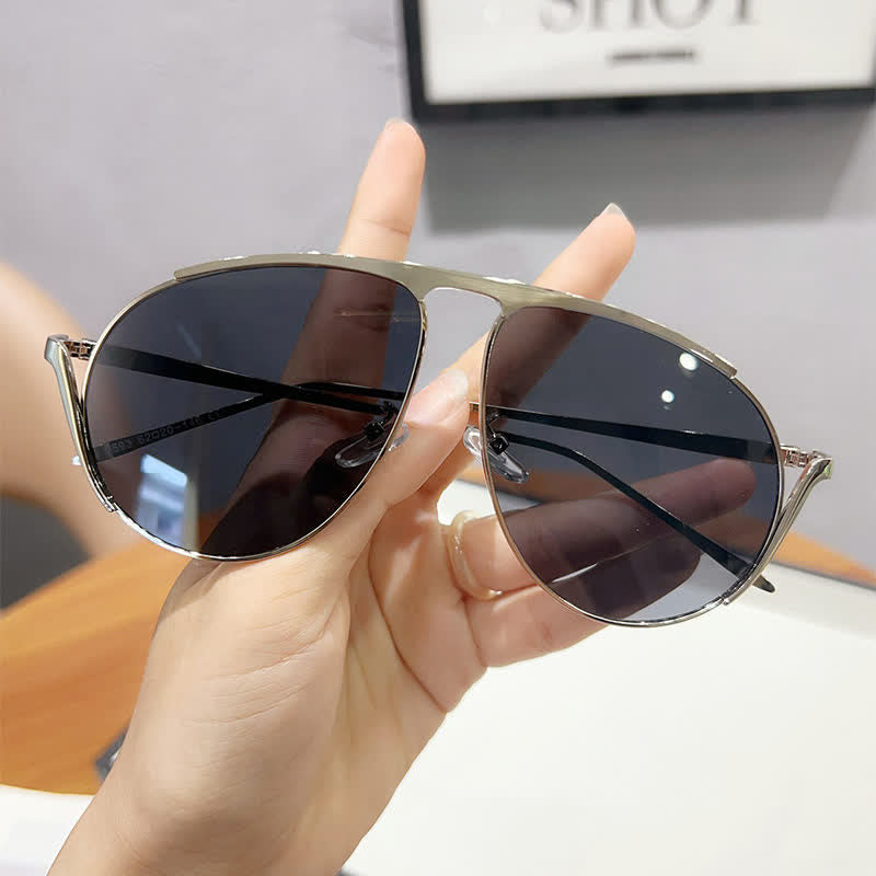 Hipster Metal Temples Aviator Sunglasses