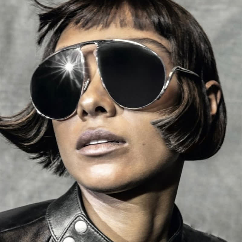 Hipster Metal Temples Aviator Sunglasses