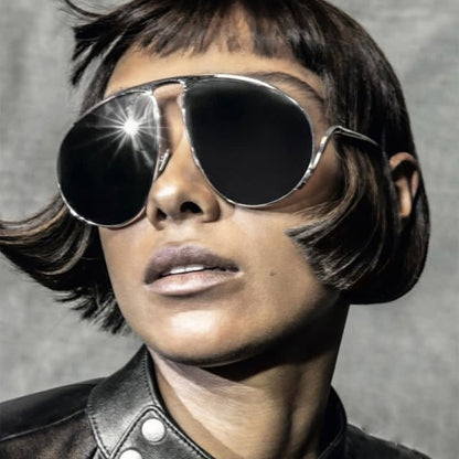 Hipster Metal Temples Aviator Sunglasses
