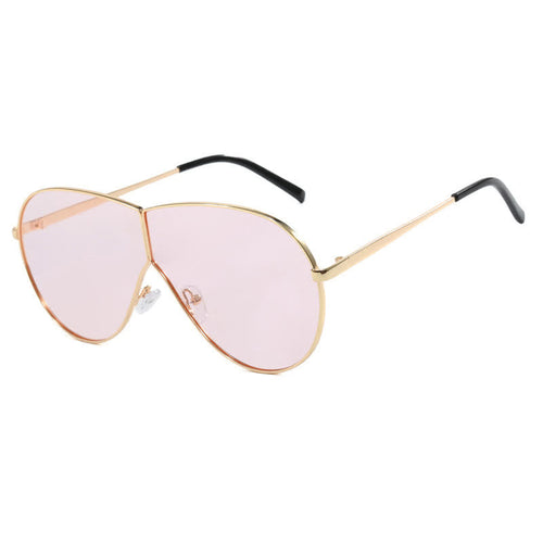 Hipster One-piece Metal Temples Aviator Sunglasses