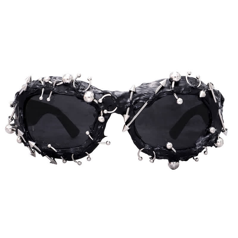 CyberPunk Style Irregular Shaped Rivet Decor Sunglasses for Party