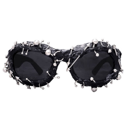 CyberPunk Style Irregular Shaped Rivet Decor Sunglasses for Party