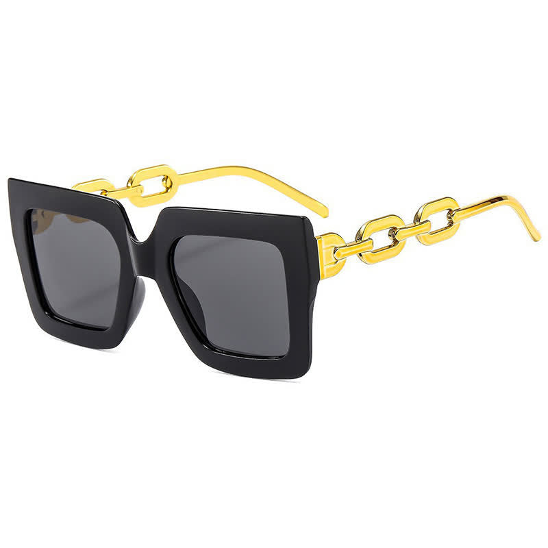 Square Oversized Frame Chain Temples Hipster Sunglasses
