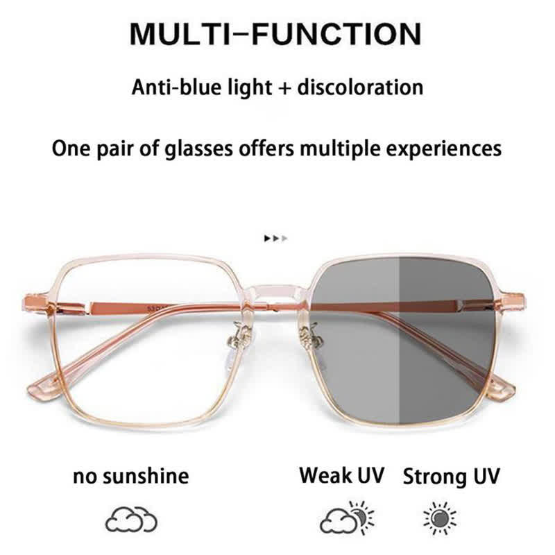 Square Oversized Frame Hipster Photochromic Sunglasses