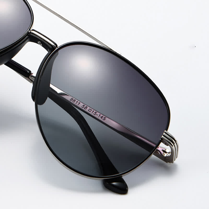 Double Bridges Hipster Polarized Photochromic Aviator Sunglasses