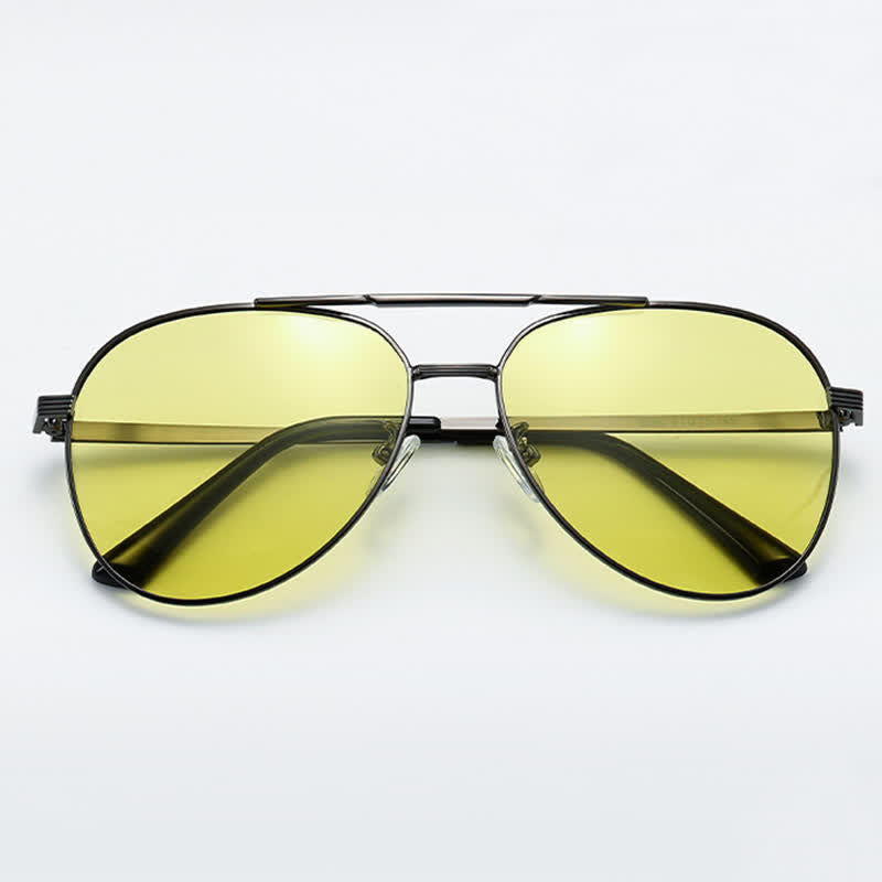 Double Bridges Polarized Photochromic Aviator Sunglasses for Driving