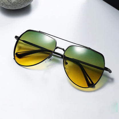 Polarized Photochromic Double Bridges Aviator Sunglasses for Driving
