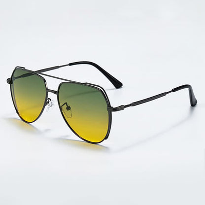 Polarized Photochromic Double Bridges Aviator Sunglasses for Driving